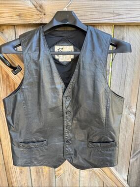 Berman's Vintage Leather Experts Vest Size 44 Black